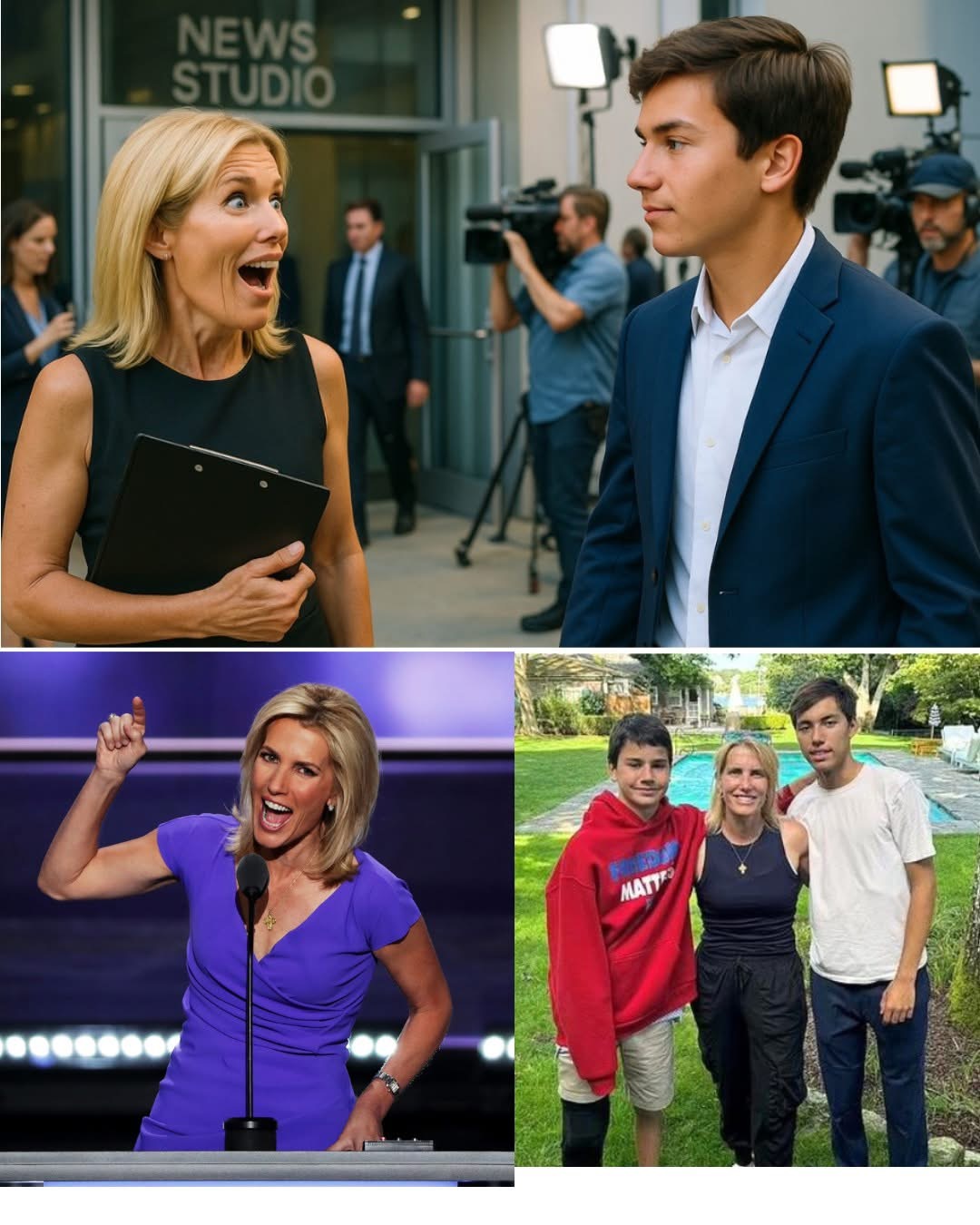 Backstage bombshell at Fox News — Laura Ingraham’s adopted son unexpectedly showed up at headquarters… to apply for a job, leaving the entire production team stunned—and Laura herself speechless.
