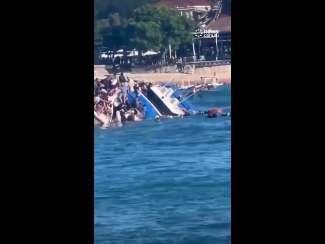 Terrifying moment ferry sinks